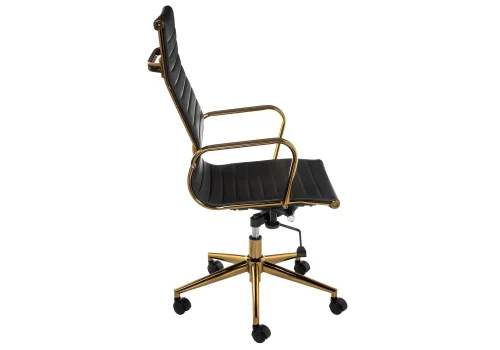 Компьютерное кресло Reus золотой / черный 11674 Woodville, чёрный/искусственная кожа, ножки/металл/золотой, размеры - *1150***550*620 фото 3